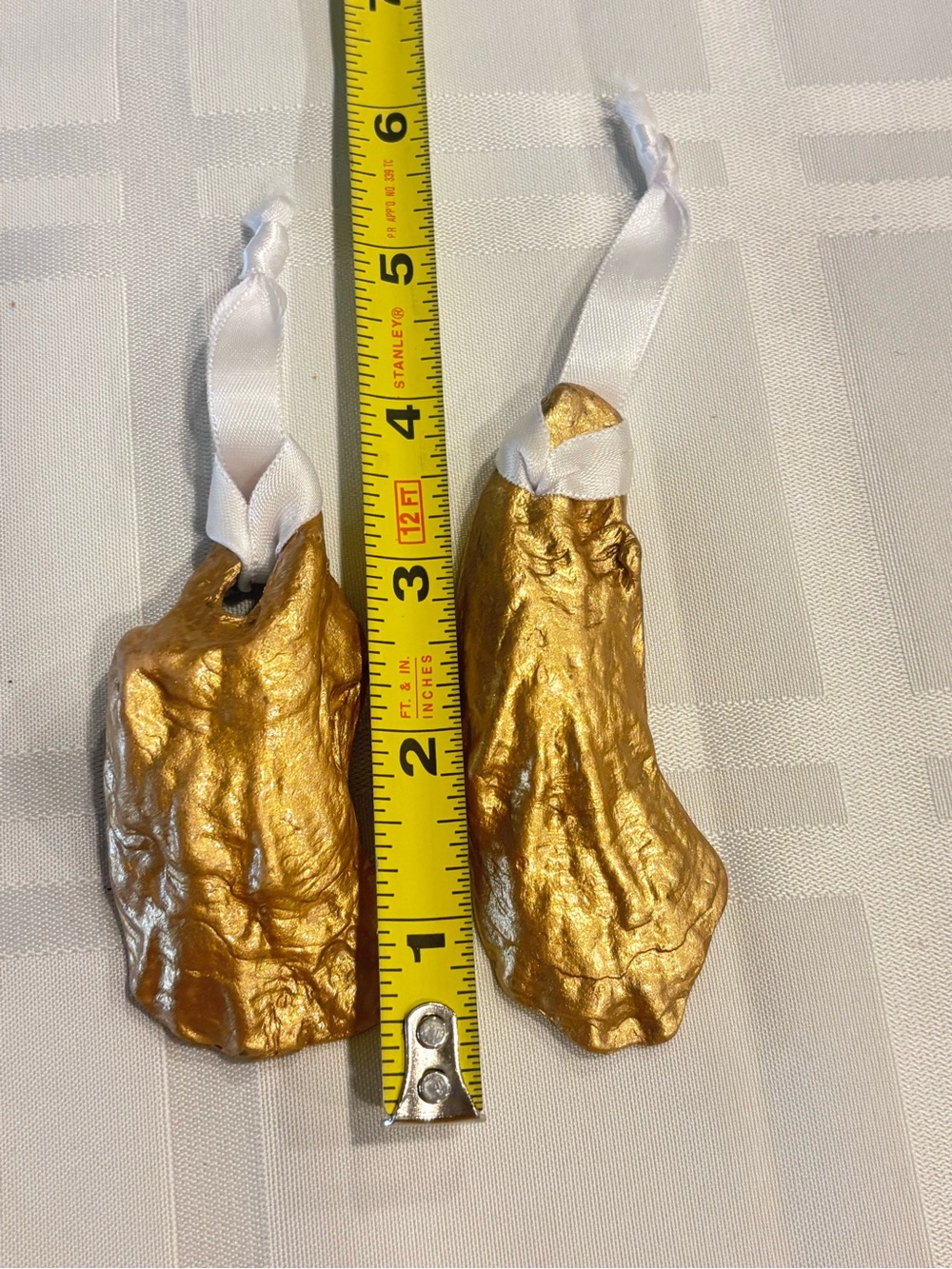 Blue & Gold Hand-Painted Striped & Chinoiserie Oyster Shell Ornaments - Picture 5 of 5